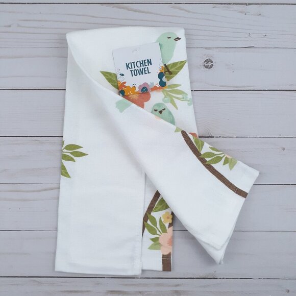 Kitchen Towel Birds Floral Flowers Dual Purpose - Picture 2 of 3